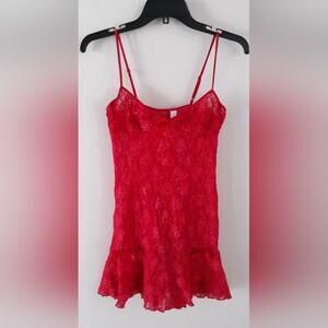 Red Lace Slip Dress Lingerie